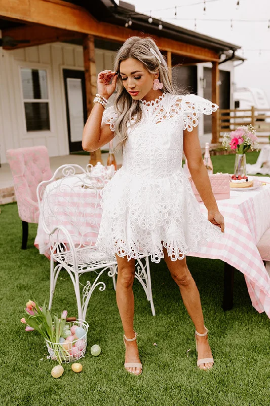 Graceful Greetings Crochet Dress In White