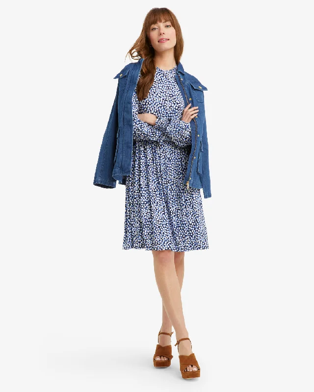 Kitty Dress in Blue Square Dot