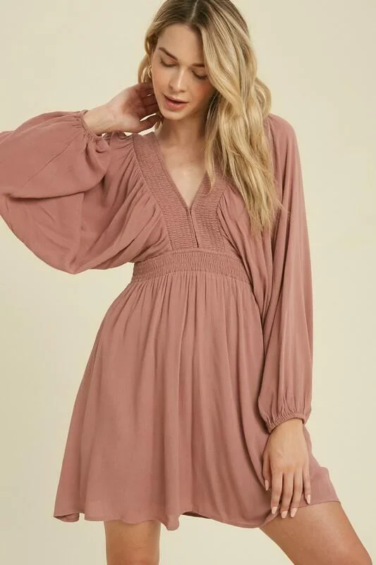 Much Love Red Balloon Sleeve Mini Dress